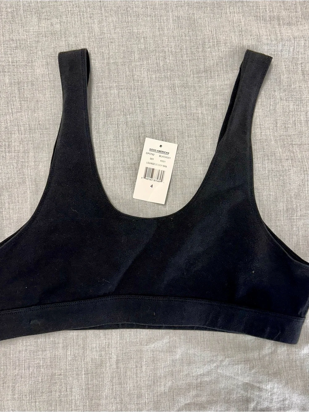 Good American New Womens Size 4 Black Lounge Essential Scoop Sports Bra